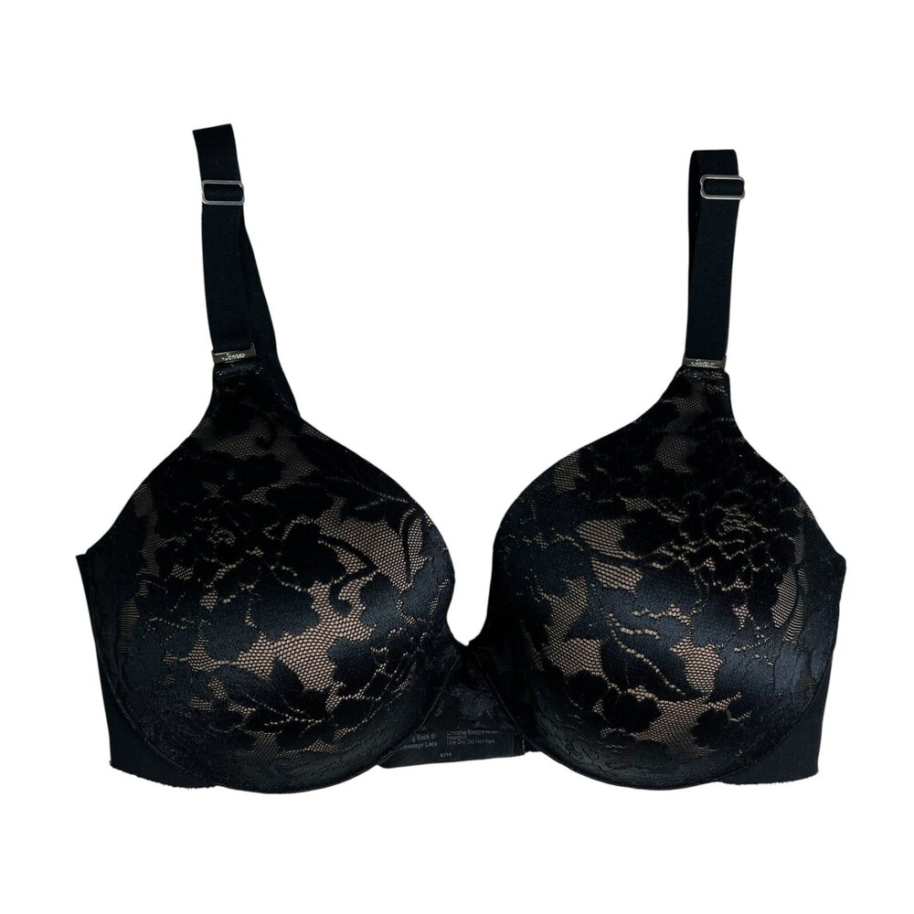 Soma Vanishing Back Black Underwire Lace Full Coverage Bra Size 34D